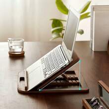 1pc Wooden Multi-Angle Adjustable Laptop Stand - Foldable Multifunctional Solid Wood Computer Lift Stand, Precision Crafted Whole Wood With Rounded Corners To Protect Device, Multi-Angle Free Adjustment To Relieve Neck Strain, Hollow Design For Heat Dissipation, Suitable For Study Desk, Bedroom Desk, Office Desktop, Rental Simple Workstation - Multicolor - View 9
