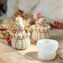 CUBULO 1件針織毛衣花盆黏土矽膠模具，3D針織紋理立體雕塑，節日禮物，DIY手工針織風格花盆裝飾製作模具，適合DIY手工愛好者、溫馨美學愛好者與聖誕手工禮物製作者 - 針織毛衣花盆矽膠模具 - 查看 8