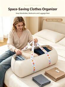 Floral Print Travel Foldable Storage Bag, Autumn/Winter Down Jacket Storage Bag, Cylindrical Clothes & Quilt Storage Bag - Multicolor - View 6