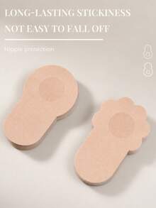 10Pcs Women's Self-Adhesive Invisible Breast Lift Tape, Push-Up Nipple Covers & Bra Pads For Large Bust And Plus Sizes, Soft Reusable Strapless Design - Apricot - View 10