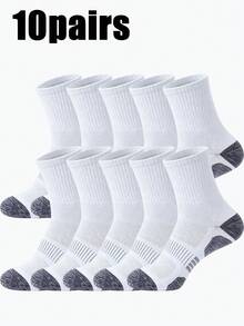 10 Pasang Kaos Kaki Olahraga Pria Setengah Betis Hitam Tahan Aus Menyerap Keringat Berpori dengan Penyangga Lengkung untuk Lari dan Fitness - MultiWarna - View 13