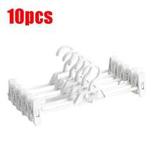 1/5/10pcs Telescopic Non-Slip Seamless Pants Hanger, Can Clip Pants, Clothes And Christmas Outfits, Suitable For Dorm And Bedroom, Space-Saving Storage - White - View 9