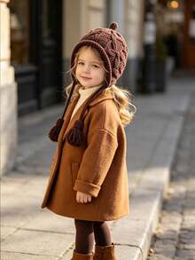 Autumn/Winter Baby Knitted Earflap Hat, Cable Knit Tassel Children's Beanie, 2-9 Years Old Girls Versatile Hat - Multicolor - View 4