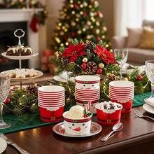 Cốc giấy đựng đồ ngọt Giáng Sinh hình ông già Noel và người tuyết, dùng cho bắp rang bơ, kẹo, đồ ăn nhẹ, kem, quà tặng tiệc lễ hội và trang trí bàn tiệc Giáng Sinh - Kiểu 1 - Xem 1