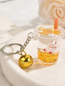 Milk Tea Cup Fudge Keychain, Creative Lucky Cat Acrylic Pendant, Girls' Bags, Car Keychain Small Gifts, Bag Charms, Squishy, Party Favors, Trinkets - Multicolor - View 13