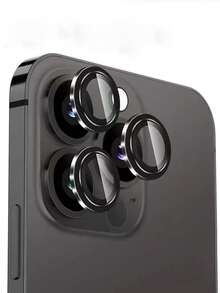 ZYONS 3pcs/Pack Original Case Compatible High Definition Camera Lens Protector Film, CD Line Pattern Metal Frame Lens Protector Film, Pattern, Compatible With Iphone 18 Pro Max/Duo/17 Pro Max/Air/17/16/15/14/13/12/11 - Black - View 1