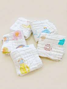 8/5/3pcs Random Assorted Baby Gauze Face Towels, Cartoon Cute Bibs And Bath Washcloths - Multicolor - View 3