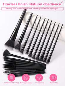 56pcs Super Soft Premium Synthetic Fiber Makeup Brush Set, Multi-Function Makeup Brushes Including Foundation Brush, Powder Brush, Blush Brush, Concealer Brush, Highlighter Brush, Eyebrow Brush, Eyeshadow Brush Etc. - Black - View 9