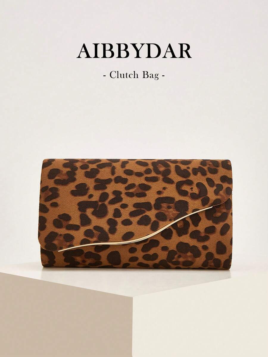 AIBBYDAR Women's Faux Suede Evening Clutch Bag With Detachable Gold ...