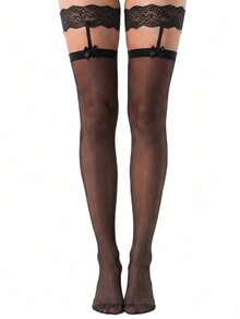 1/2 Pairs Women's Lace Garter Stockings, Sexy Over-The-Knee Stockings, Suitable For Parties - Multicolor - View 14