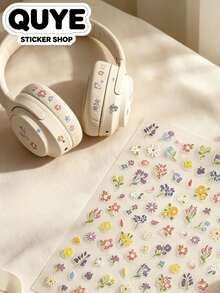 1 Set Nail Art Stickers, Simulated Fabric Embroidery Floral Design, Wildflower Pattern, Self-Adhesive, For Nail Decoration, Nail Art Accessories - Vintage Floral Embroidered Sticker - View 2