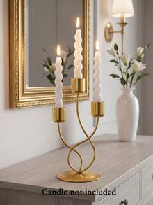 3-Arm Metal Candelabra Candle Holder, Wedding Candle Stand, Candlelight Dinner, Party Dinner, Home Dining Table Decor, Table Centerpiece, Birthday Party, Wedding Dining, Home Decor, Gift Candelabra - Elegant Style - View 16