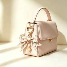 Floral Bow Keychain, Bag Charm, Casual Bohemian Style, Party & Daily Street Wear Versatile, Elegant Design, Zinc Alloy Material, All Season Use - Pink - View 3