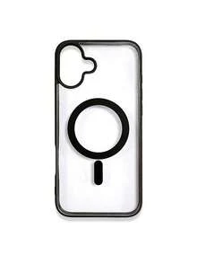 1pc 5-Style Optional Contrast Border Magnetic Large Window Transparent Phone Case, Ins Minimalist Phone Case, Built-In Magnetic Ring Supports Wireless Charging; Covers, A Style Transparent Border / B Style Light Pink Border / C Style Vibrant Orange Border / D Style Classic Black Border / E Style Light Gray Border, Raised Lens Full Coverage Anti-Drop Soft Shell, Minimalist Versatile Fashion Phone Case, Suitable For Personal Use, Birthday Gift Choice; Compatible With IPhone Case - Multicolor - View 59