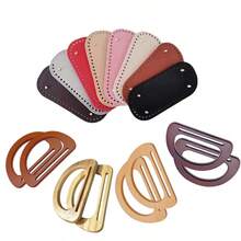 3pcs Wooden Bag Handles, D-Shaped Wooden Wallet Handles Suitable For DIY Handmade Bags, Crochet Tote Bags, Straw Beach Bags Making Accessories, DIY Wallet Making, Multiple Colors Available, Wallet Making - Multicolor - View 6