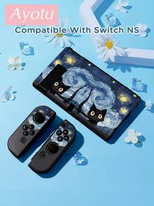 Ayotu Oil Painting Black Cat & Starry Sky Pattern Protective Case, Compatible With Switch, Compatible With New Switch 2 (2025)/Switch NS/Switch OLED, Can Be Installed On Dock Without Removing Protective Case, Universal Game Controller Protective Cover, Switch Game Accessories, Anti-Drop, Anti-Slip, Anti-Scratch, Fashionable And Beautiful, Suitable For Autumn/Christmas/Back To School/Winter And Other Occasions. - View 16