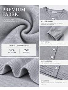 Women's Mohair Texture Round Neck Knitted Cardigan, French Slouchy Loose Fit Autumn/Winter Outerwear, Suitable For Daily Commute And Casual Wear Fall - Grey - View 6