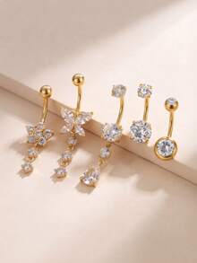 TOKRING Belly Button Rings For Women 14G Dangle Navel Piercing Jewelry,Stainless Belly Rings With CZ Butterfly Flower Teardrop,Belly Navel Rings For Beach - Belly ring - View 1