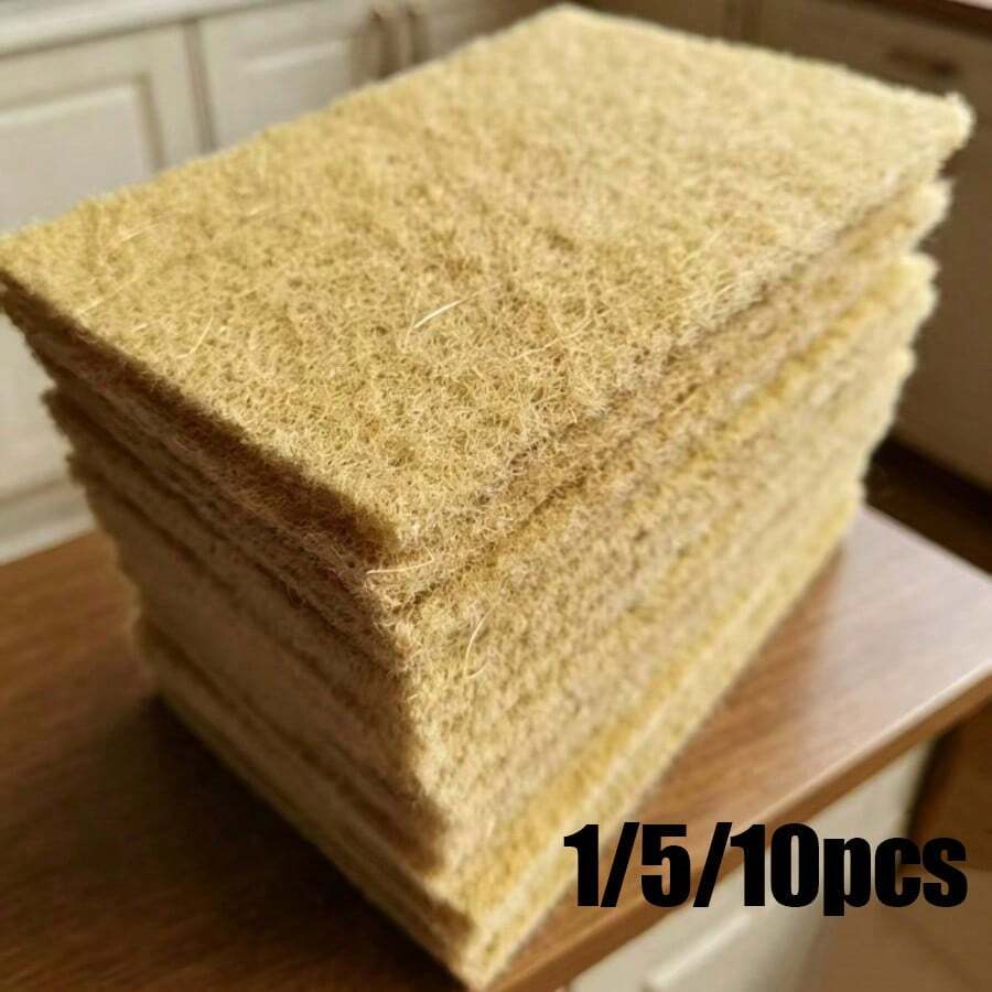 1/5/10pcs Kitchen Sponge Brushes, Plant Fiber & Coconut Husk Fiber Dishwashing Sponges, Suitable For Cleaning Tableware, Kitchen Countertops And Tiles
