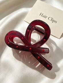 2pcs/1pc 6cm/2.36in Women's Polka Dot & Red Heart Shaped Plastic Hair Clips, Fashionable Versatile, Elegant Minimalist, Solid Color Hair Accessories, Suitable For Daily, Casual, Party, Commute, Vacation, Hairstyle Styling, Makeup, Outfit Matching And More. Summer Hair Claws, Beach Hair Claws, Vacation Hair Accessories - Multicolor - View 10
