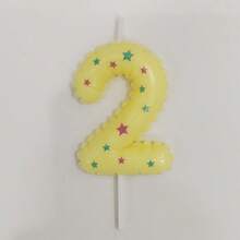 HIBIRTH 1pc Creative Candy Color Star Print Number Candle Cake Decoration Supplies Number 0-9 Birthday Party Celebration Wish Candle Plug-In - View 10