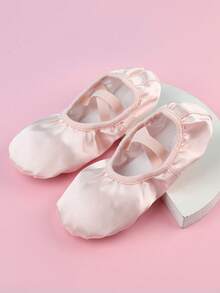Children's Indoor Soft Sole Princess Ballet Dance Shoes, Elastic Opening Lace-Free Practice Shoes - Dusty Pink - View 1