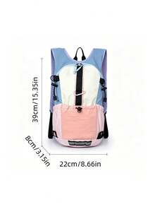 Casual Colorblock Drawstring Backpack With Breathable Mesh Back Design, Built-In Water Bottle Holder, Multiple Compartments For Storage, Suitable For Daily Commute And Outdoor Hiking - Multicolor - View 10