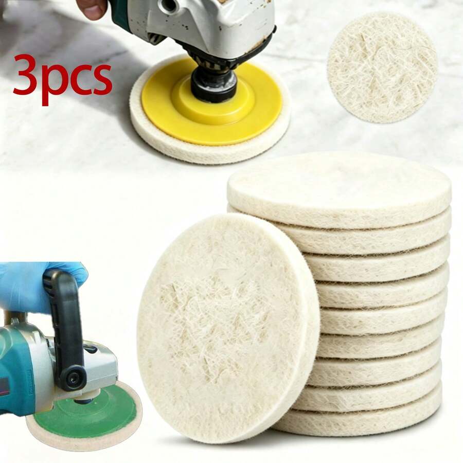 Pad Roda Pemoles Wol Felt Bundar - Cakram Roda Pemoles Wol - Pad Roda Kain Pemoles Wol Felt - Cocok untuk Logam Aluminium, Baja Tahan Karat, Kaca - Mesin Pemoles Gerinda Sudut Penghilang Goresan dan Pemolesan - Tersedia Berbagai Ukuran - A - View 1