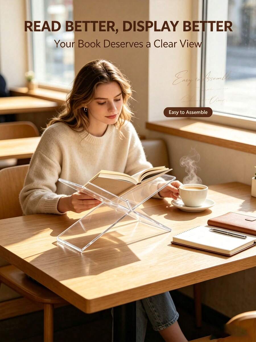 Penyangga Buku Akrilik Transparan Berbentuk X, Penahan Buku Bacaan Transparan yang Dapat Diletakkan Datar, Cocok untuk Memajang Buku Masakan, Penyangga Buku Meja Modern, Dapat Digunakan untuk Membaca, Meletakkan Buku Masakan, dan Lembaran Musik - MultiWarna - View 1