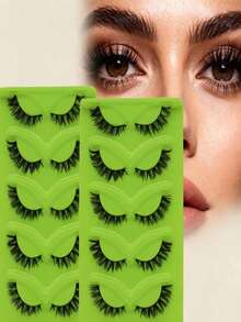 Fox Eye Cat Eyelashes, 5 Pairs Fluffy Winged Lashes, Thick Volume Strip Lashes, Hard Band Lash For Hooded Eyes, For Party Makeup - View 2