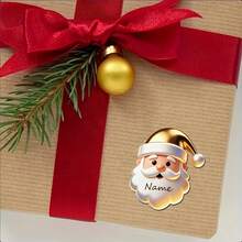 10/20/30/40pcs Customized Gold Santa Claus Stickers, Customizable Text And Name Labels, High Aesthetic Shaped Stickers, Personalized Christmas Gift Labels, Suitable For Family, Partners, Friends And Colleagues, Invitation And Envelope Seal Stickers - Multicolor - View 7
