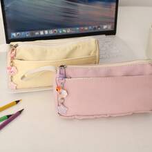 1PC Large Capacity Ins Style Pencil Case, High Aesthetic Minimalist Pencil Box, Portable Solid Color Stationery Bag - Multicolor - View 9