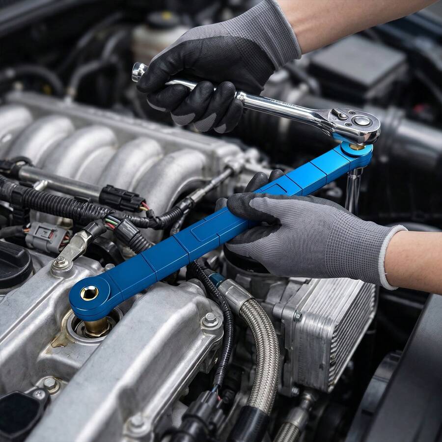 OUKANING Offset Extension Wrench, Universal Extension Wrench, Multifunctional Adapter‑Set For Auto Repair, Available In Black, Orange And Blue - Blue - View 1
