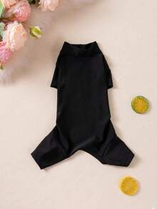 Turtleneck Stretchy Pet Yoga Suit, Slim Fit 4-Legged Dog , Soft Elastic Dog Jumpsuit For Small Medium Dogs - Black - View 3