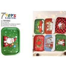 Christmas Metal Tray, Holiday Rectangular Serving Plate, Festive Table Decor, 34*23cm, Random Pattern - View 8