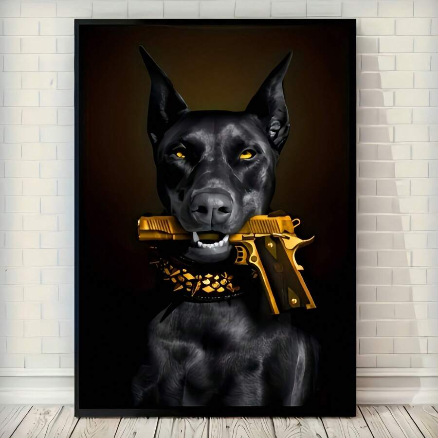 1pc Vintage Dog Canvas Wall Art For Home Decoration - No Frame - A - View 1