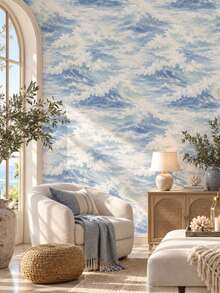 1 Roll Floating Waves Wallpaper, Removable Wall Sticker, Exquisite Mural, Suitable For Home Decor And Wall Art, Ready-To-Use Wall Panel, Wall Covering Material, Spring Home Decor, Instantly Refresh Your Living Space. Rama Decorative Sticker - Perfect Gift For Birthday And Graduation Ceremony. Halloween Decor, Halloween Gift, All Saints' Day Decor, All Saints' Day Gift - Multicolor - View 9