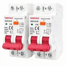 DZ47LE-63 RCBO 2P 剩餘電流斷路器 30mA 230V C16/C20/C32 過載短路漏電保護 微型斷路器 CE 認證 - 紅色 - 查看 10