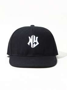 1pc NY Embroidered Flat Brim Baseball Cap, Colorblock Contrast Hip Hop Streetwear Hat, Adjustable Unisex Dance Flat Cap Outdoor Sun Hat, Lightweight - Baseball Cap - View 11