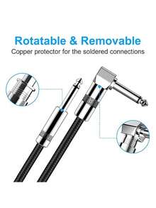 6.35mm 1/4 Inch Instrument Guitar Cable, Low Noise Shielded Amplifier Cable, Heavy Duty Design, Suitable For Stage And Home Studio, Used For Bass, Keyboard, Amplifier, Mixer - one-size - View 3