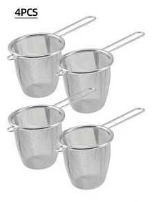 4pcs/2pcs/1pc Ultra Fine Mesh Tea Strainer, Stainless Steel Loose Leaf Tea Filter With Long Handle, Reusable Tea Infuser Basket, Suitable For Cups, Mugs And Teapots, Home & Office Kitchen Tea Brewing Accessories - Multicolor - View 3
