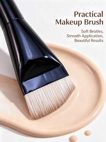 1pc Angled Wide Head Foundation Brush, Mask Brush, Wooden Handle, No-Streak Non-Absorbent, Foundation Liquid Makeup Brush, Portable For Beginners - Multicolor - View 5