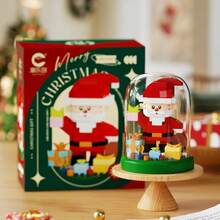 300pcs+ Christmas Building Blocks Set, Santa Claus & Christmas Tree Mini Assembly Kit With Display Case, Holiday Decoration, Cute Desktop Ornament, DIY Assembly Toy, Suitable For Family Birthday & Christmas Gift - Multicolor - View 10