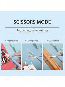 2-In-1 Creative Folding Scissors - Portable Pen-Shaped Design, Suitable For Students And Crafting; Multi-Functional Stationery, Applicable For Office And School; Available In Orange, Light Green, White, Pink, Blue Multiple Color Options. - Style a - View 2
