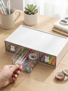 1 hộp đựng ngăn kéo đa năng để bàn, hộp lưu trữ để bàn chia ngăn, đựng mỹ phẩm dưỡng da, văn phòng phẩm, trang sức, mỹ phẩm, phù hợp cho văn phòng, ký túc xá, trưng bày dụng cụ trang điểm, đồ dùng văn phòng, giá cắm bút, quay lại trường học - Nhiều màu - Xem 3