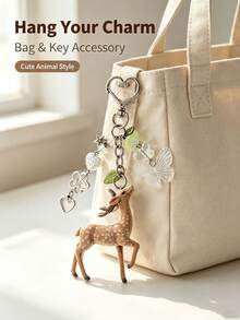 2 pcs Gantungan Tas Vintage Y2K, Liontin Tas Motif Bunga Hati Bintang Kupu-kupu dengan Rumbai Cangkang Kura-kura Cokelat Retro, Aksesori Dekorasi untuk Tas Punggung dan Kunci Mobil, Hadiah - MultiWarna - View 5