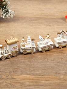 Wooden Christmas Mini Train Decoration, Holiday Gift, Wooden Craft Ornament, Suitable For Window Display And Home Decor - Multicolor - View 10