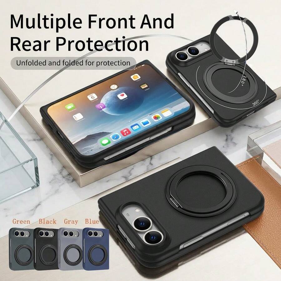 1pc Hadaasi Multicolor Vertical Flip Fold Phone Case, Integral Shell-Membrane Cover With Built-In Front Screen Protector, 360° Rotatable Magnetic Invisible Kickstand, Magnetic Compatible Wireless Charging, Matte Anti-Fingerprint Full Body Protective Case With Raised Lens Protection Compatible With Samsung Z Fold8/Z Fold 8 Ultra/Z Fold7/Z Fold6/Z Fold5/Z Fold4/Z Fold3 And Compatible With IPhone Duo