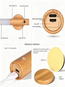 1/2/4pcs Motion Sensor Wall Light, Magnetic USB Rechargeable Wall Lamp, Suitable For Wardrobe, Bathroom, Toilet, Hallway, Bedroom, Stairs And Cabinet Desktop Lighting - Multicolor - View 5