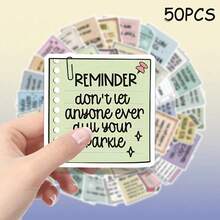50pcs Positive Inspirational Quote Stickers Vinyl Material Suitable For Phone Cases, Laptops, Water Bottles, Notebooks Etc., Waterproof Decorative Stickers - Birthday Gifts, Easter Gifts, Christmas Gifts, Valentine's Day Gifts, Perfect Gift Choice - Multicolor - View 6